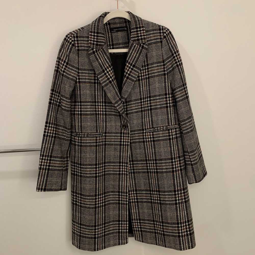 Zara wool plaid coat